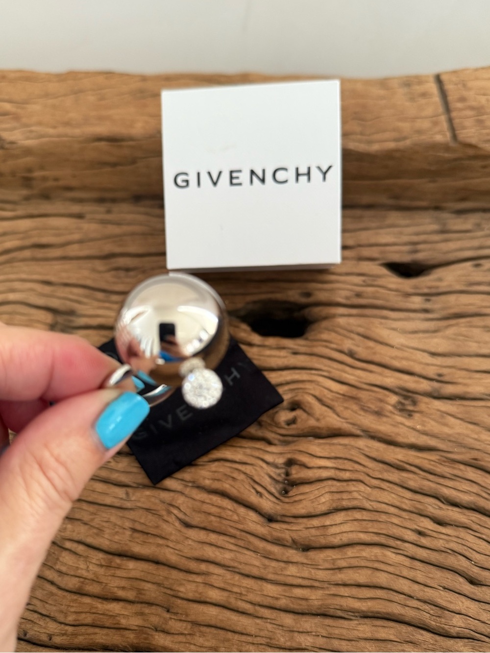Givenchy Silver Double-Sphere Drop ring - Picture 5 of 9